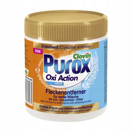 Purox Oxi Action tlenowy odplamiacz w proszku do tkanin białych 750 g