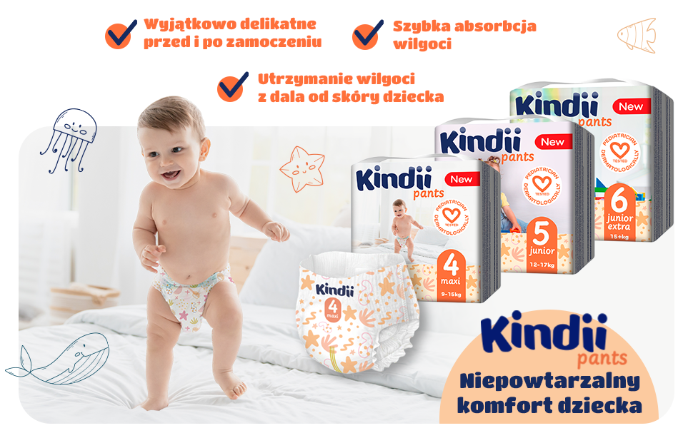 Kindii Pieluchomajtki chłonne junior rozmiar 5 (12-17 kg) 20 sztuk x 3