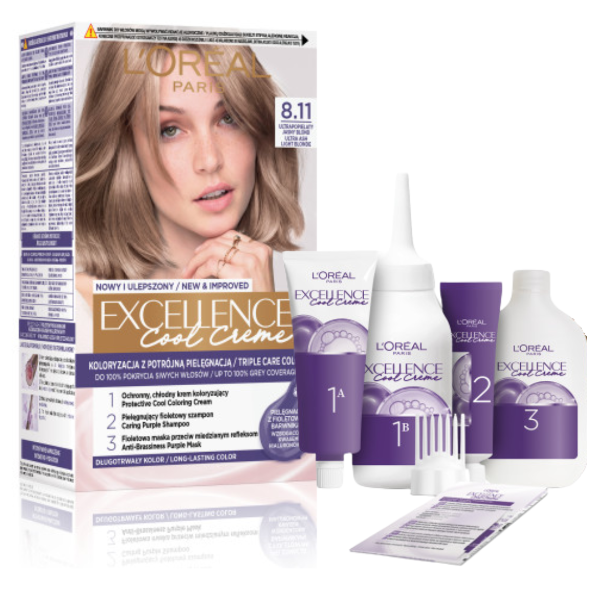 L’Oréal Excellence Cool Farba do Włosów 8.11 Ultrapopielaty Jasny Blond