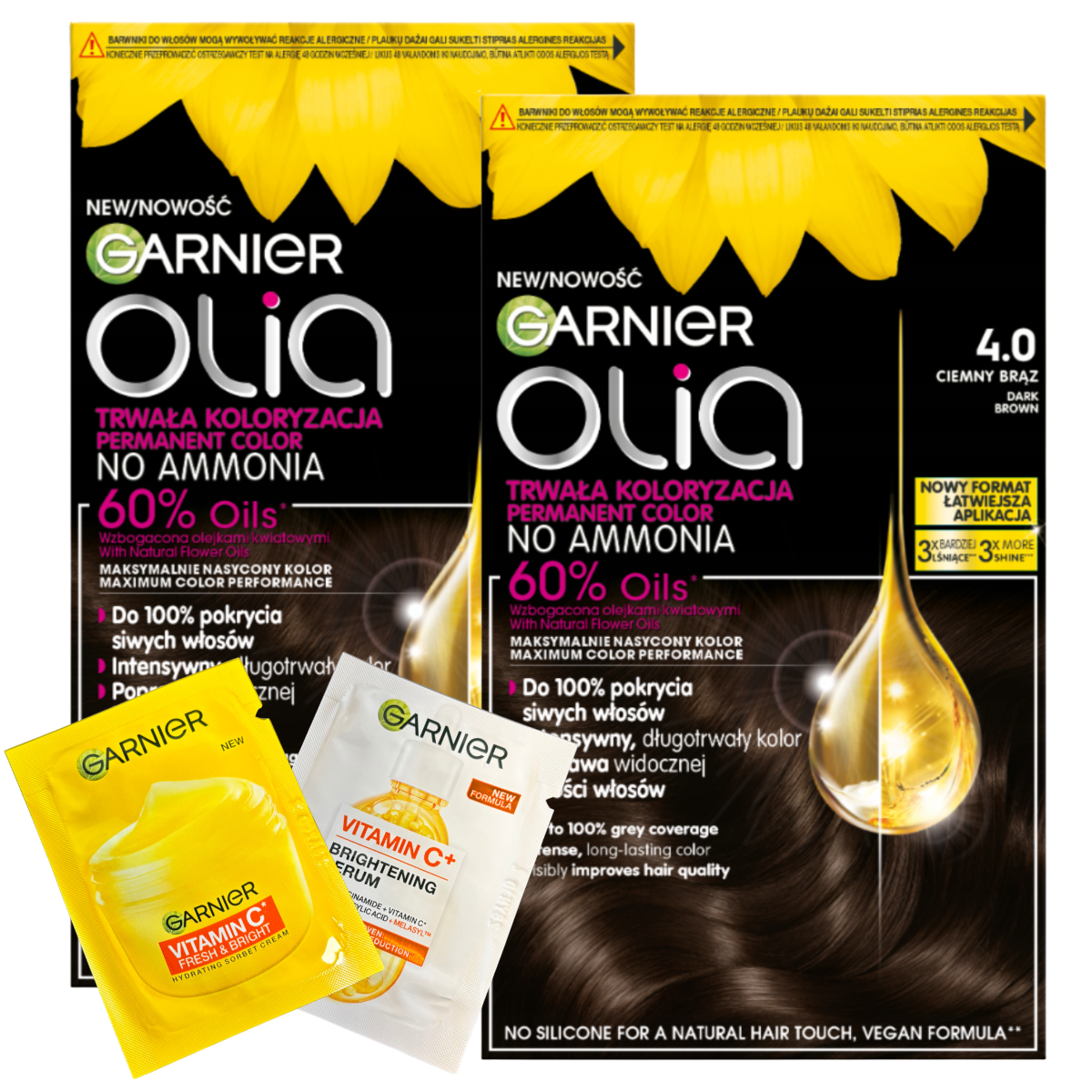 Garnier Olia Farba Do Włosów 4.0 Kolor Ciemny Brąz Permanentna Koloryzacja 2szt.