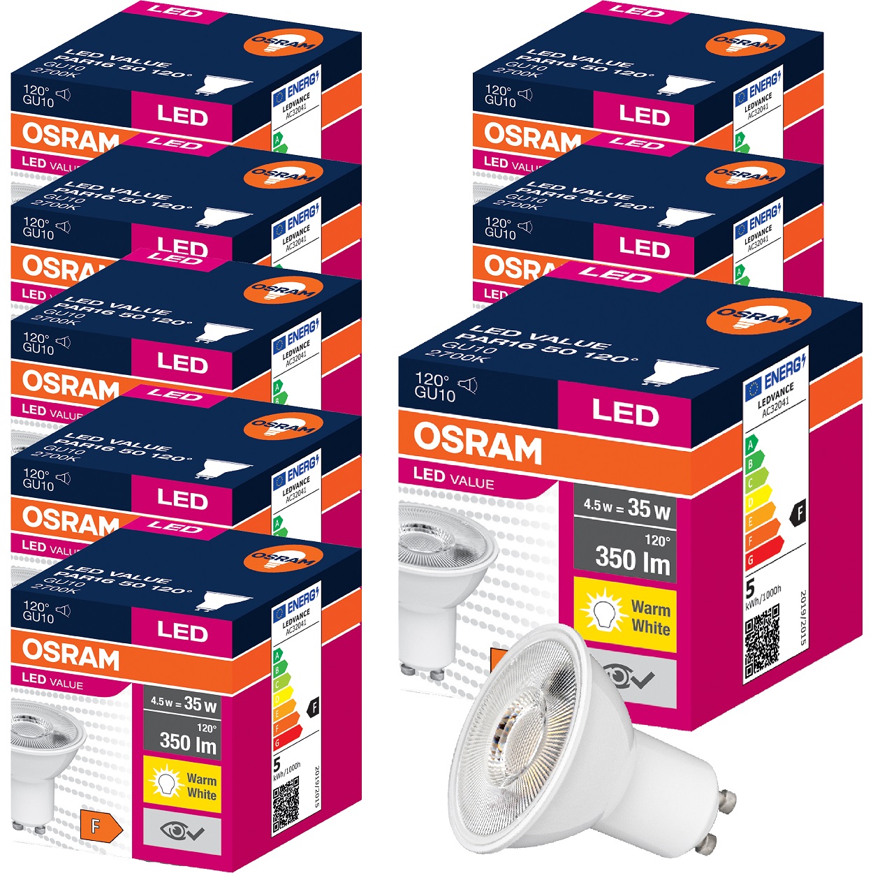 OSRAM Value żarówki LED GU10 4,5 W (35 W) 2700 K 120° 8 szt.