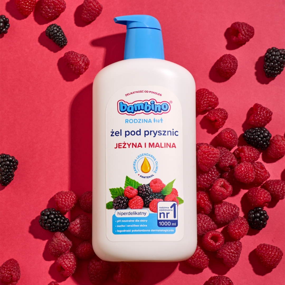 3 x BAMBINO Rodzina Żel pod prysznic o zapachu jeżyn i malin, 1000 ml