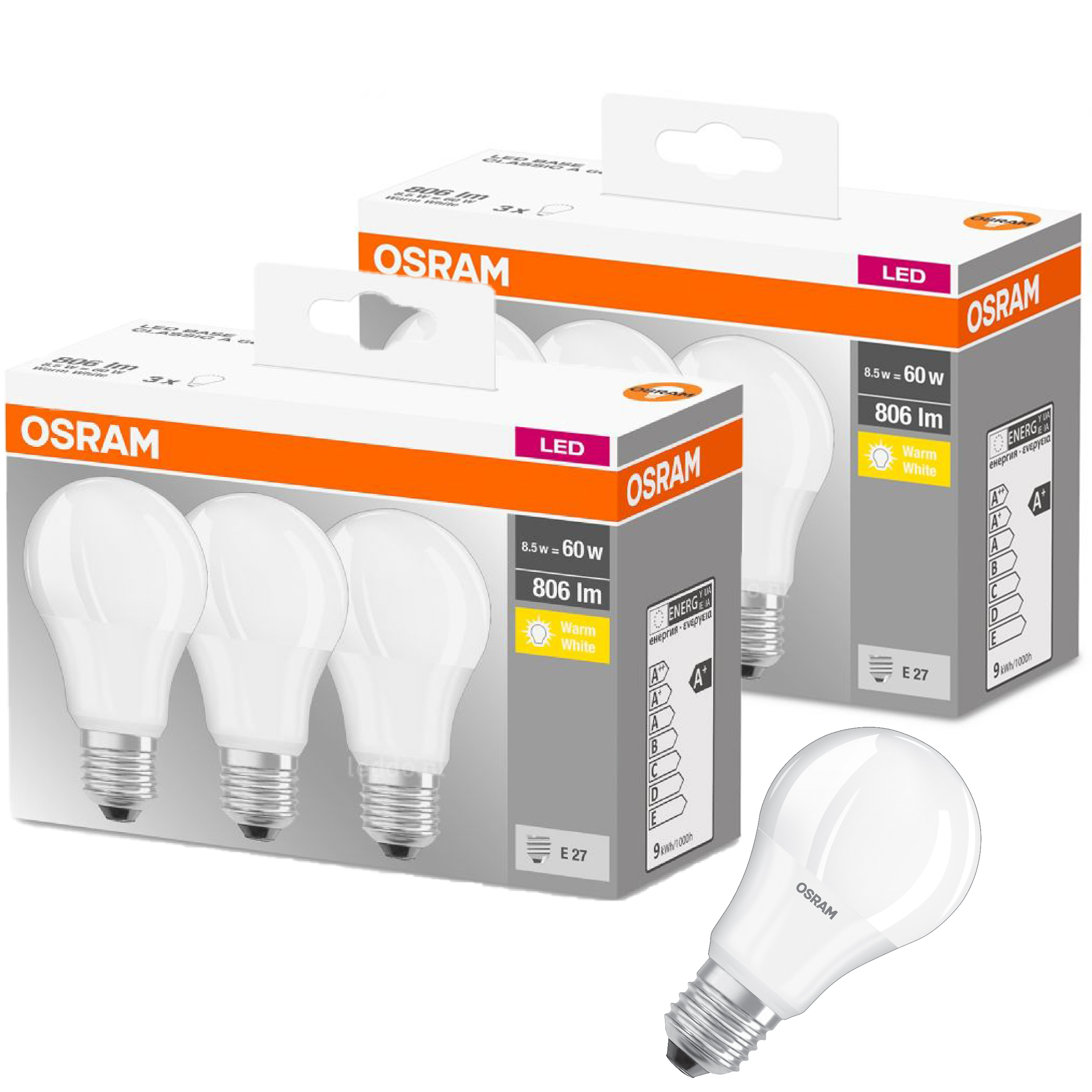 Osram Żarówki LED E27 60W 3szt. LV6