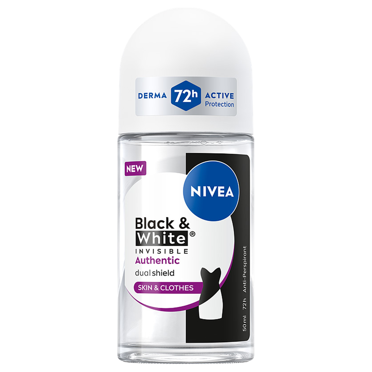 NIVEA Black&White Authentic Antyperspirant damski w kulce 72h ochrony 50 ml