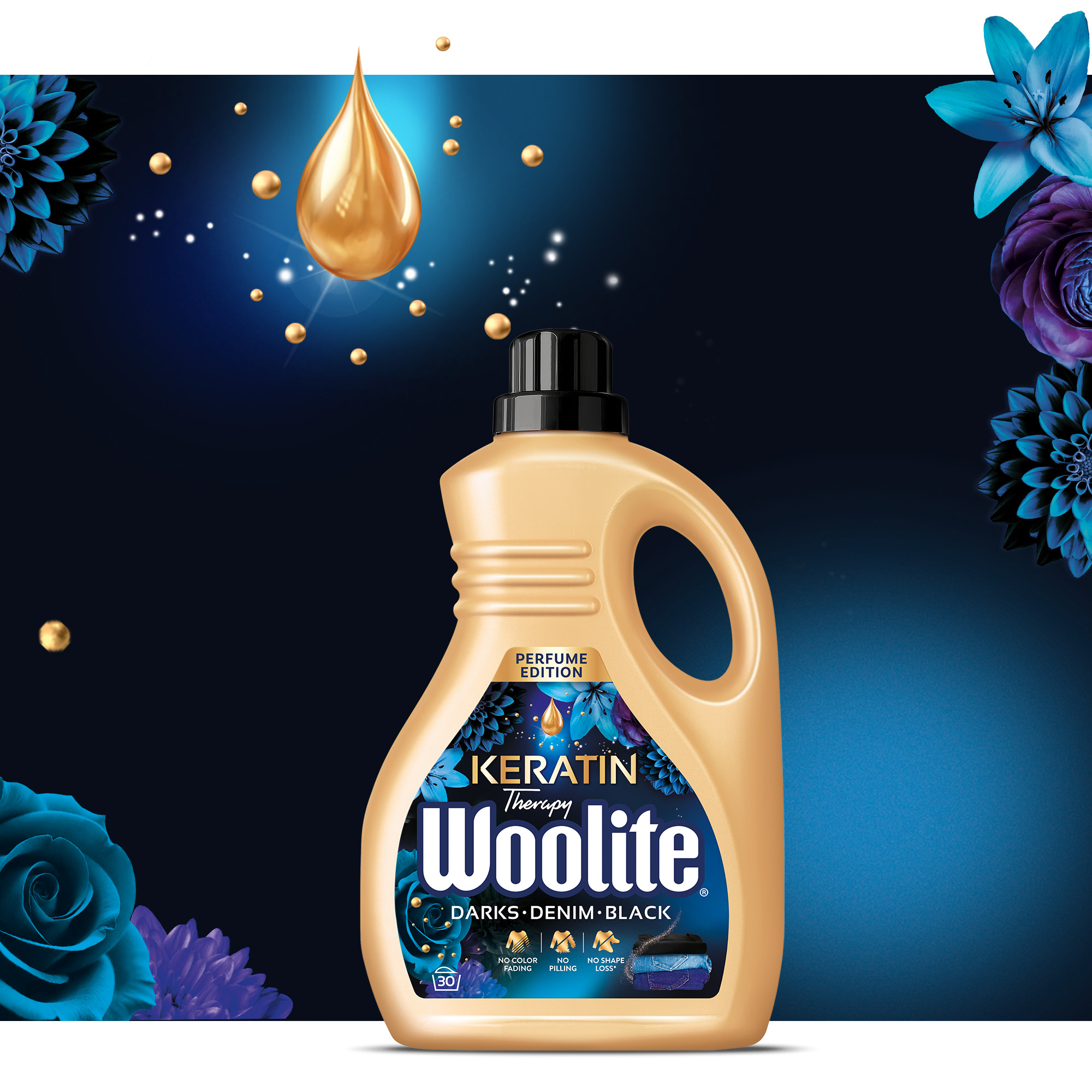 Woolite Perfume Czerń, Ciemne Kolory & Jeans z Keratyną 1,8l/30 prań