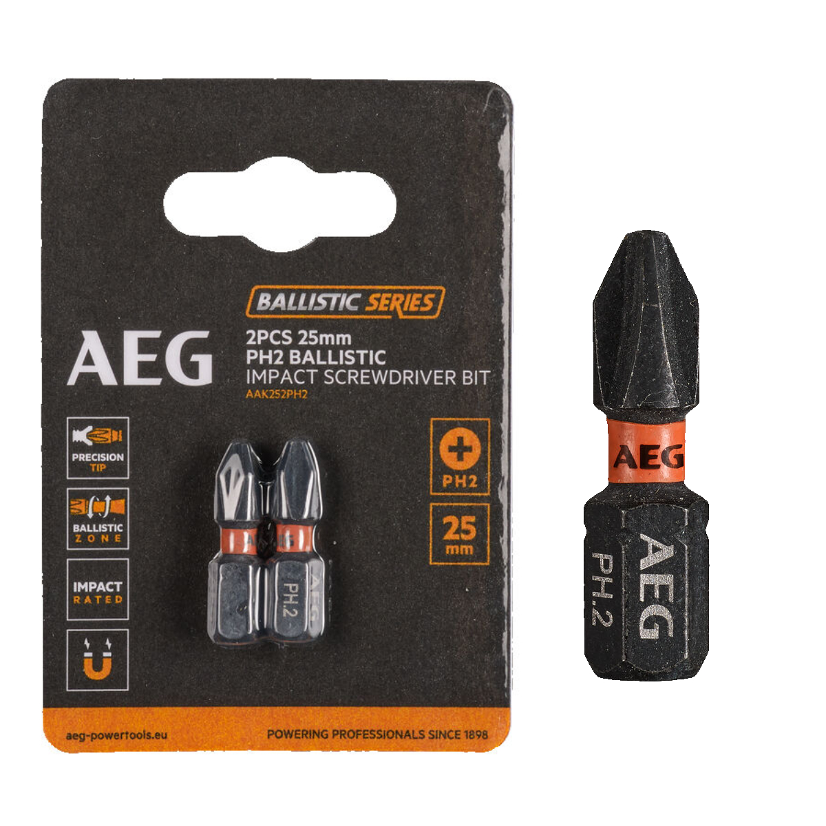 Wzmacniane Bity AEG Ballistic 25 mm PH2 2szt. AAK252PH2