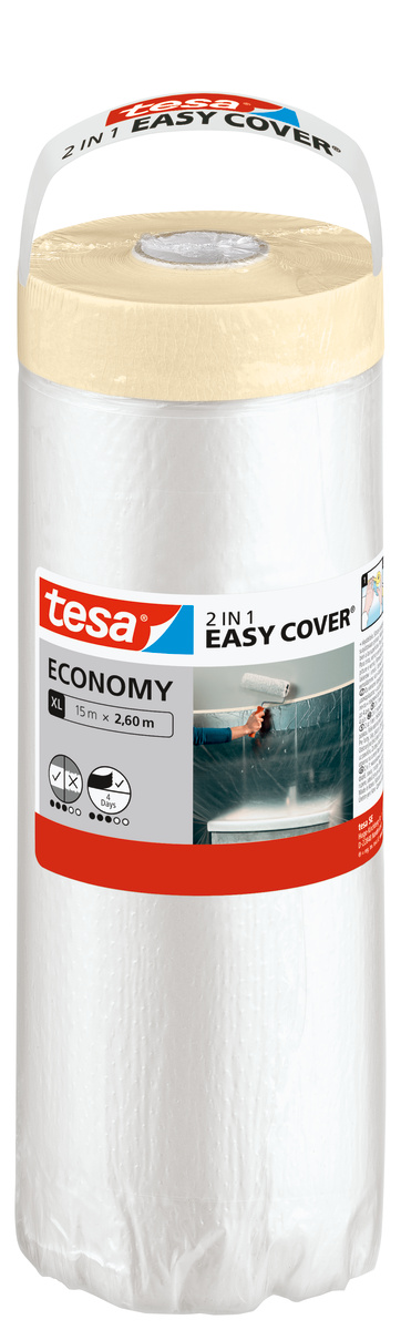 TESA Easy Cover Economy Folia maskująca malarska z taśmą 15 m x 260 cm