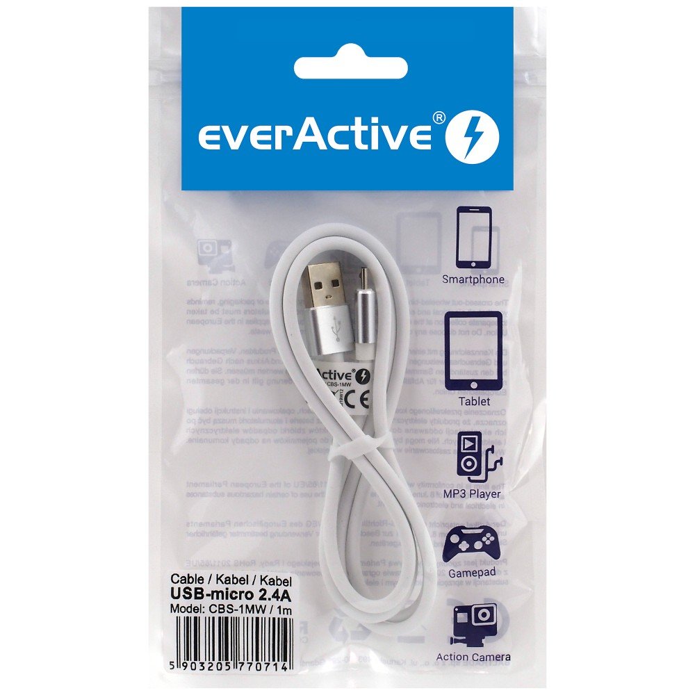 Kabel Micro USB 1,0m CBS-1MW 2,4AEverActive