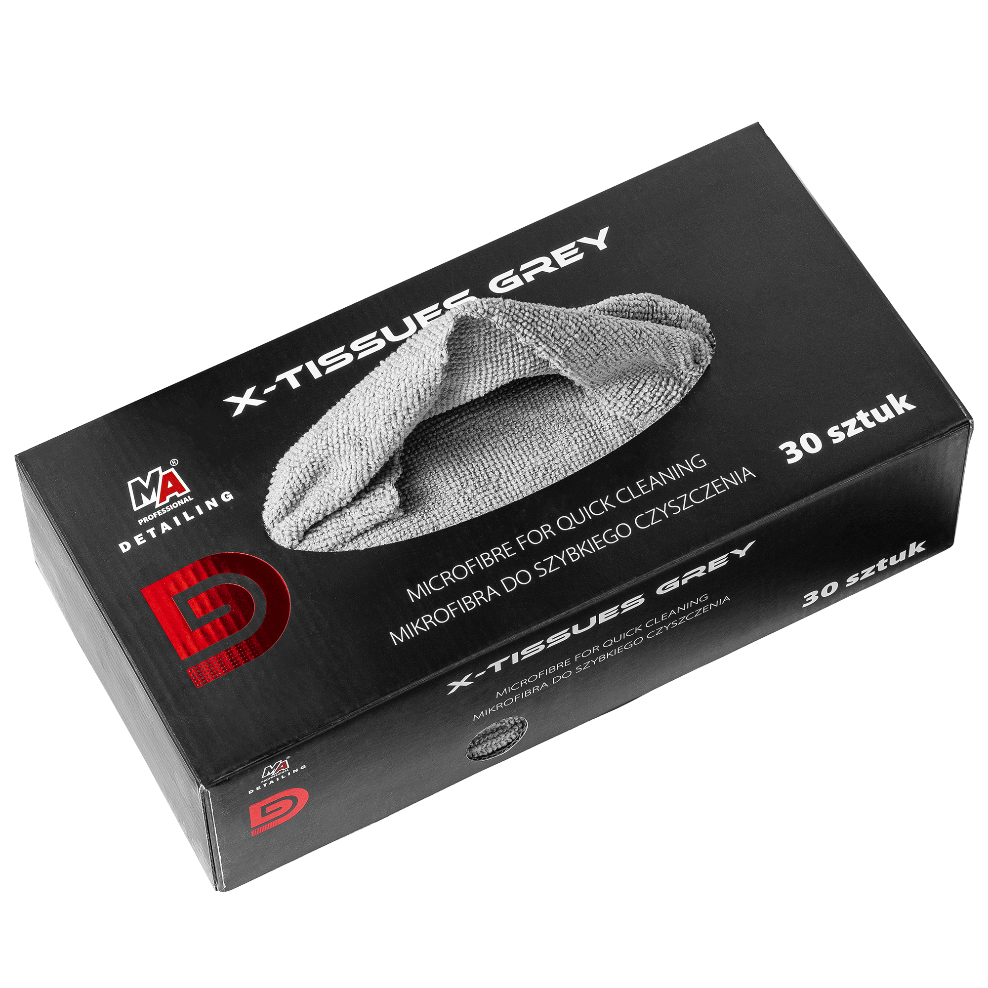 MA PROFESSIONAL DETAILING – X-TISSUES GREY 200GSM MIKROFIBRA DO SZYBKIEGO CZYSZCZENIA 30szt 30x30cm