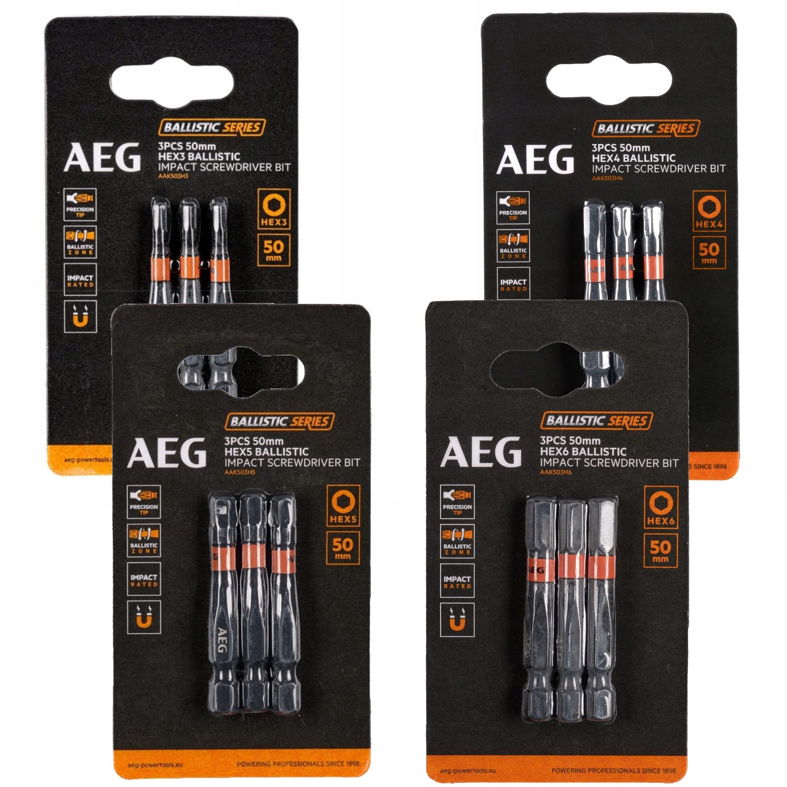 AEG Zestaw Bitów Udarowych Ballistic Series 4szt.
