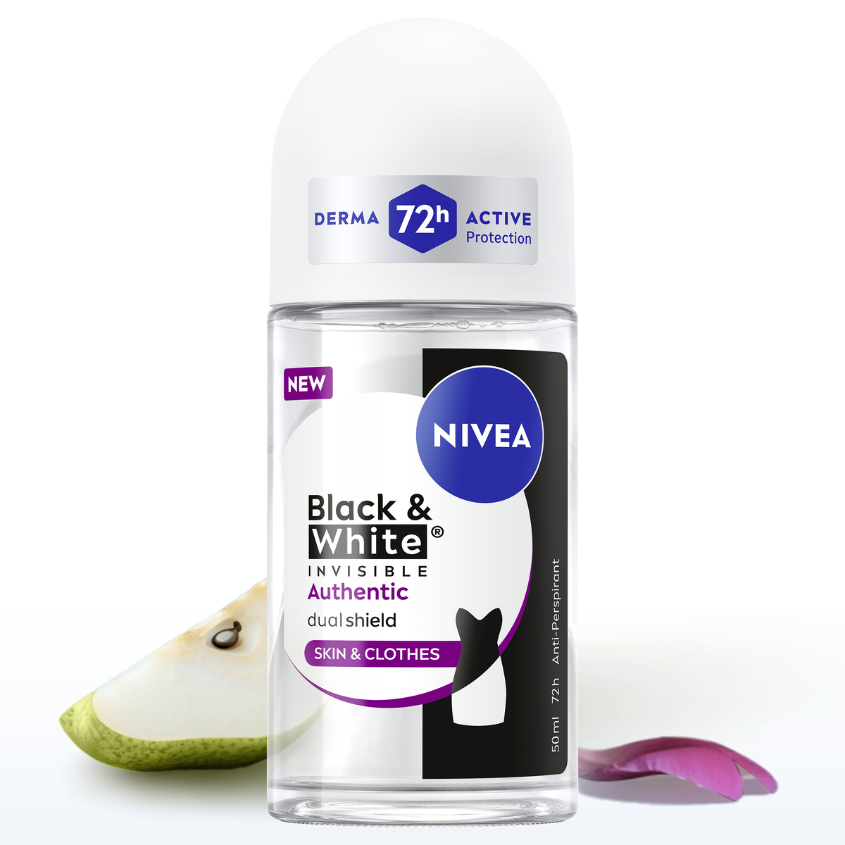 NIVEA Black&White Authentic Antyperspirant damski w kulce 72h ochrony 50 ml