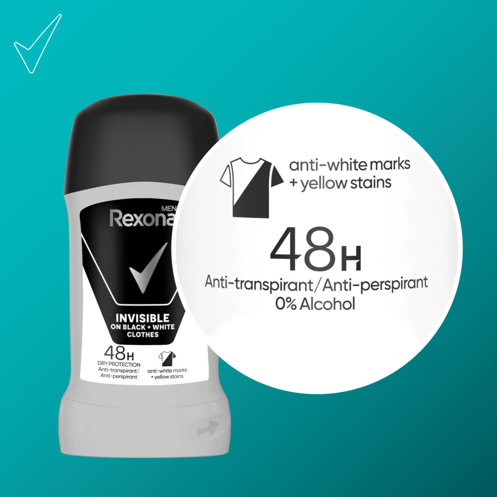 Rexona Men Invisible Black + White antyperspirant w sztyfcie 50 ml
