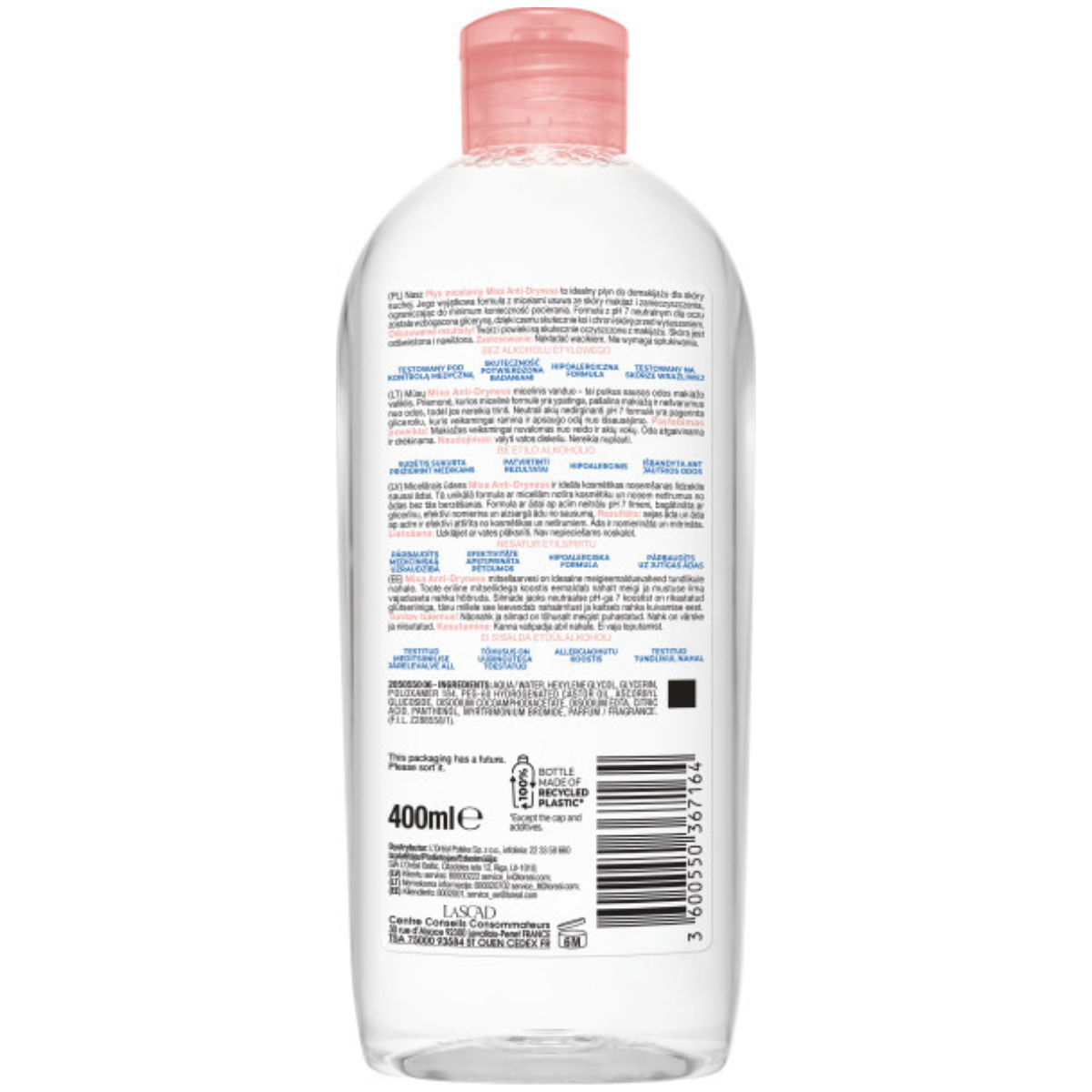 Mixa płyn micelarny do demakijażu z gliceryną przeciw przesuszaniu 3x400ml