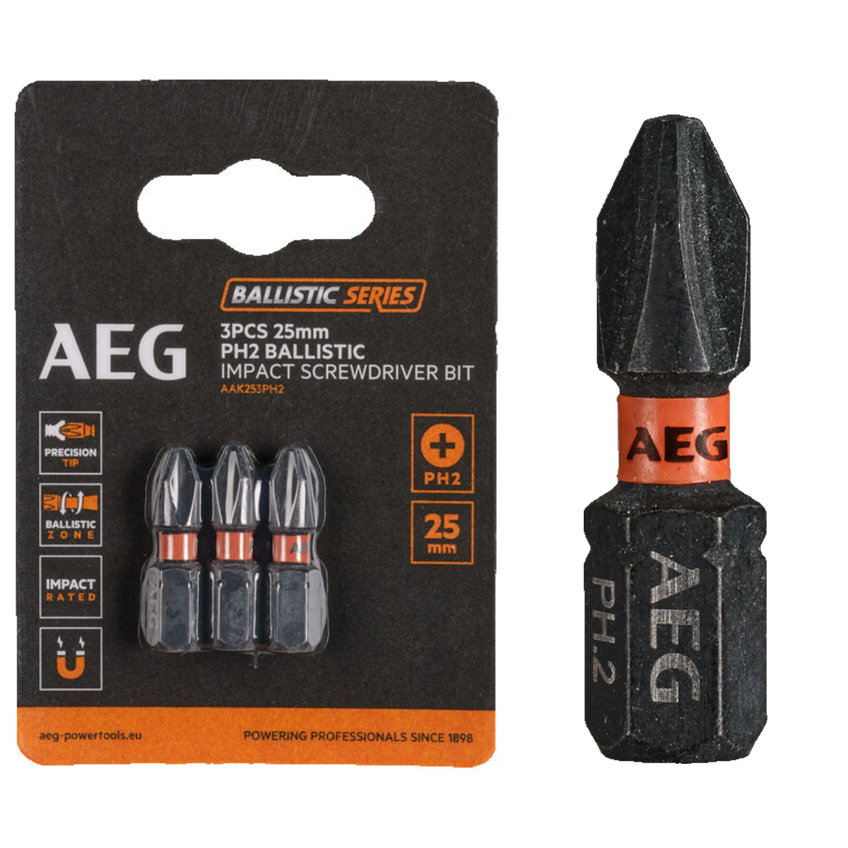 Wzmacniane Bity AEG Ballistic 25 mm PH2 3szt. AAK253PH2