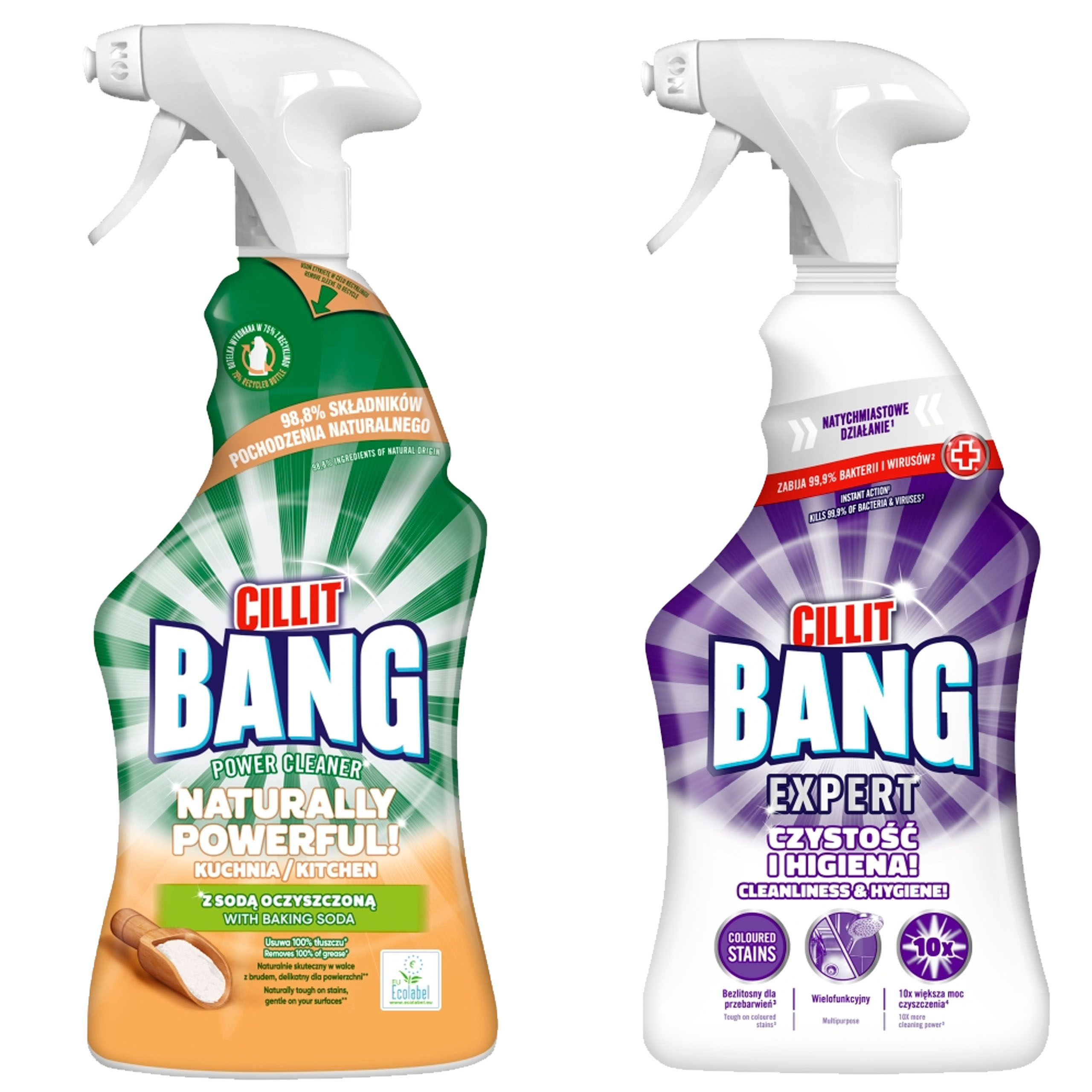 093384 Cillit Bang Natur Pow Spray 750ml + 042542 Cillit Bang Power Cle Wyb i Hig 750