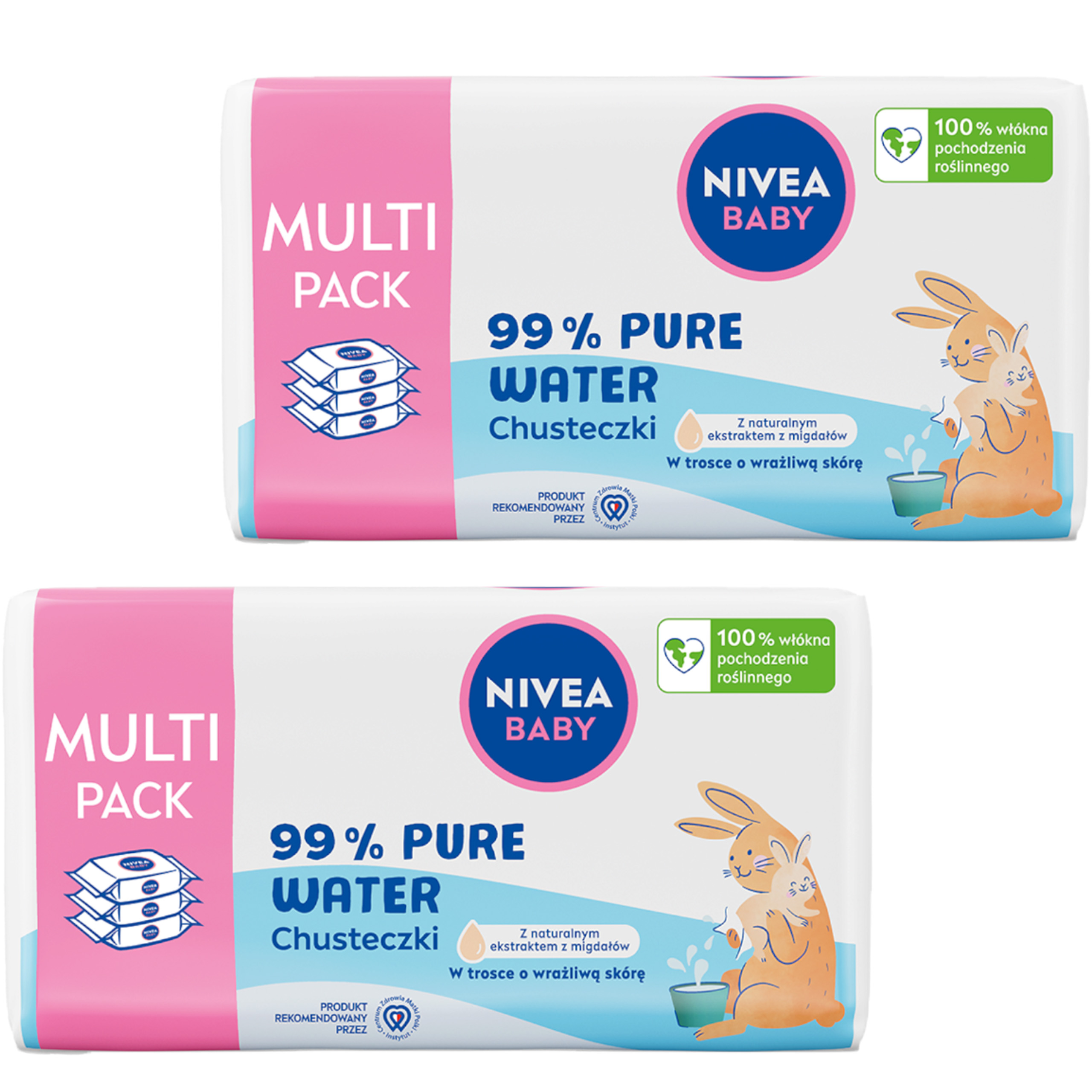 2 x NIVEA BABY Chusteczki Biodegradowalne 99% Pure Water Opakowanie 171 s