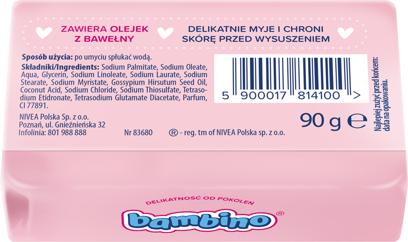 Bambino Mydło Hipoalergiczne w Kostce dla Niemowląt i Dzieci 90 g