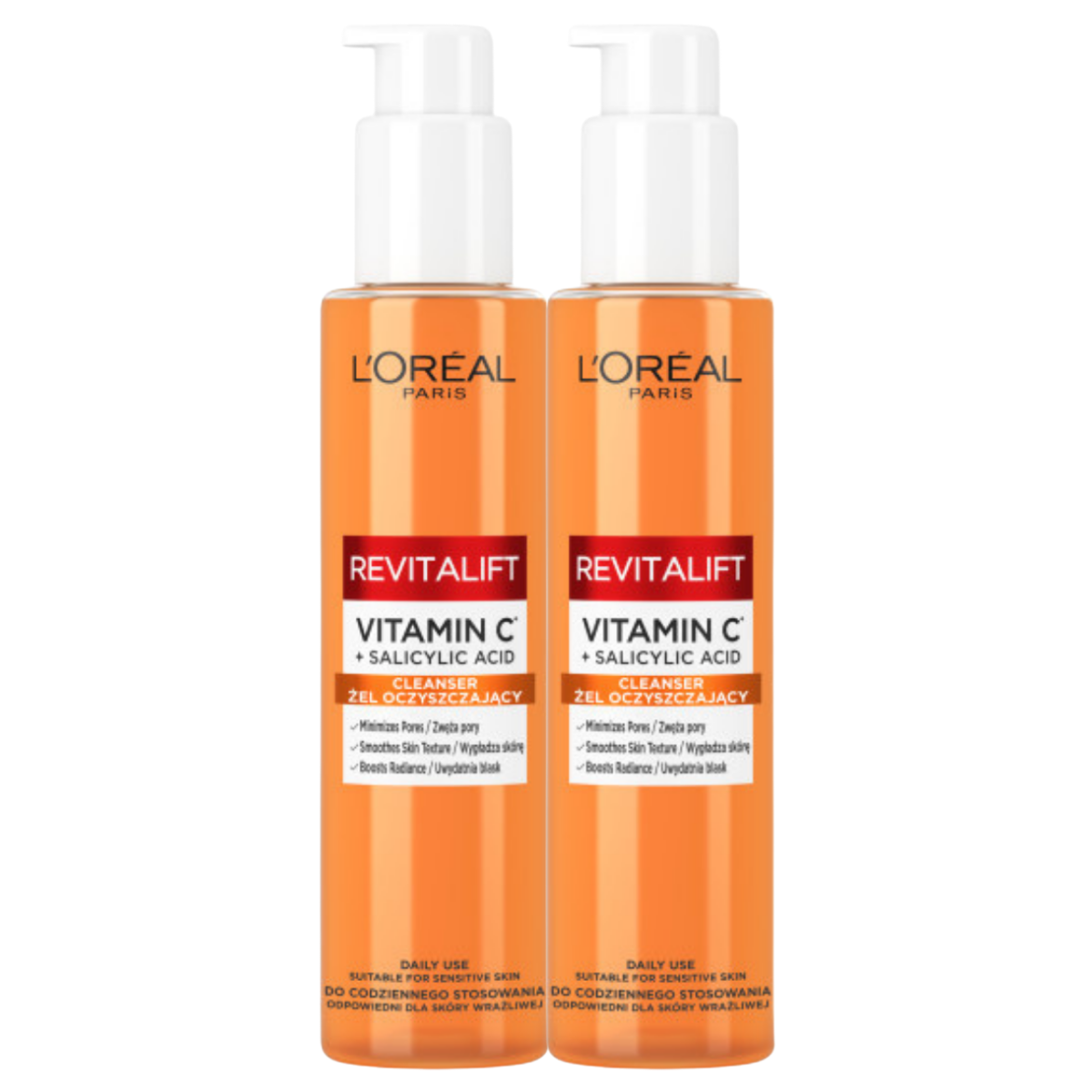 L’Oréal Paris Revitalift Rozświetlający żel myjący do twarzy z witaminą C 2x150ml