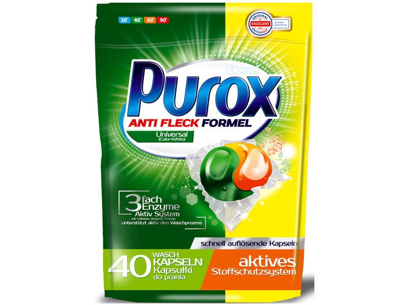 Purox Universal kapsułki żelowe do prania Color & White Anti Fleck 40 × 18 g
