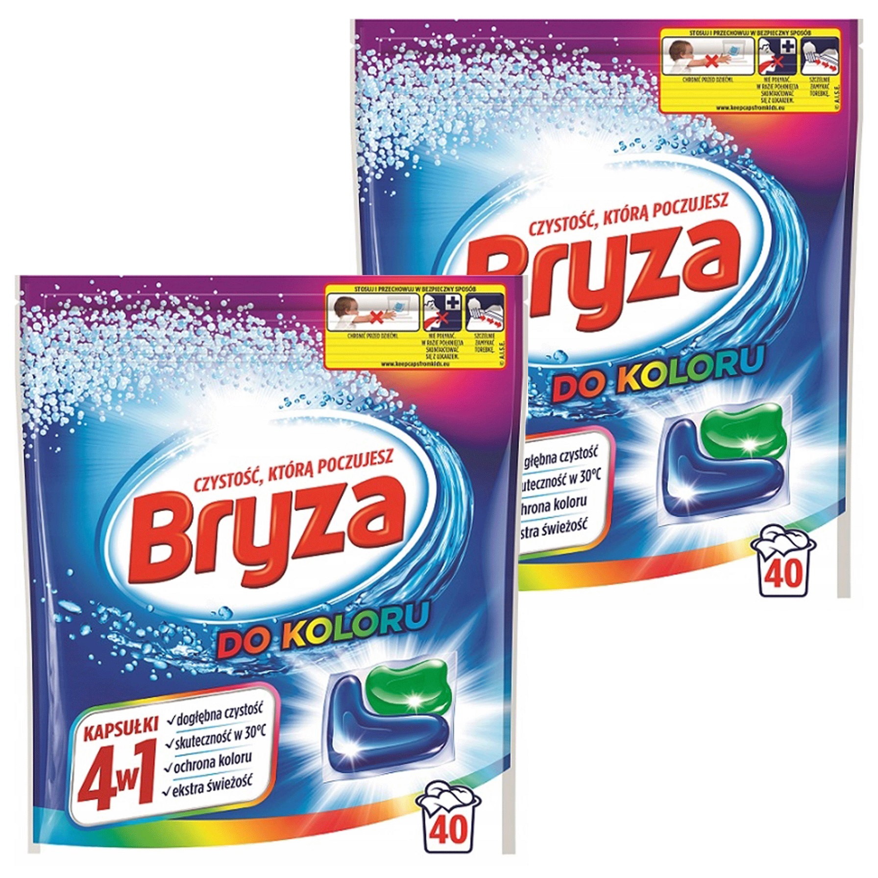 Bryza Zestaw Kapsułki do Prania Koloru Tkanin 4w1 2x 40 Sztuk 80 Prań