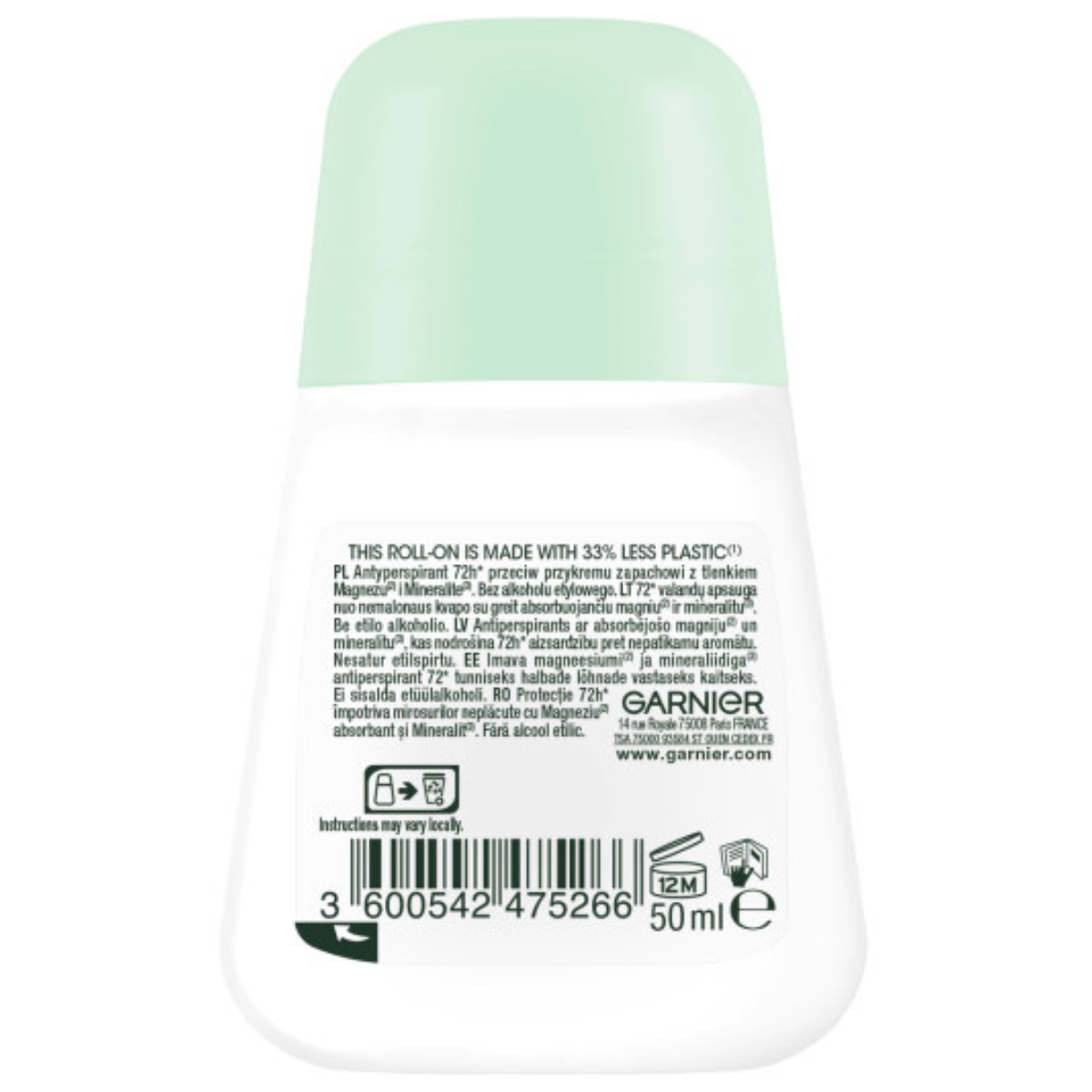 Garnier Mineral Antyperspirant 72h Sztyft Z Tlenkiem Magnezu i Mineralite 50ml