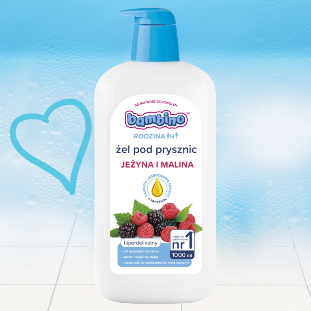 3 x BAMBINO Rodzina Żel pod prysznic o zapachu jeżyn i malin, 1000 ml