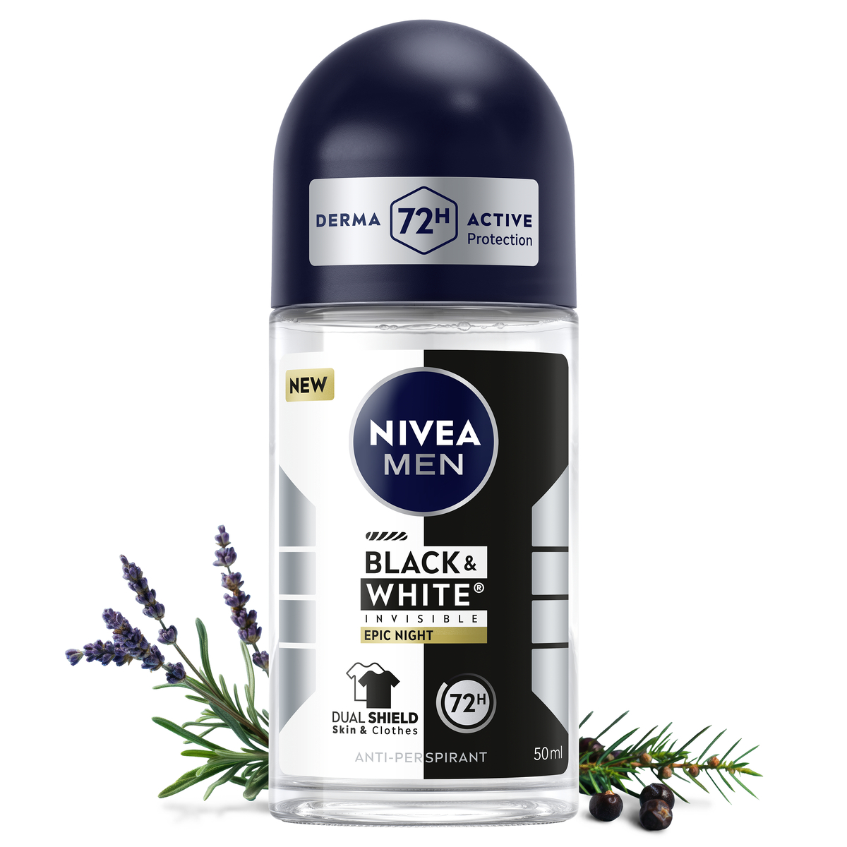 6 x NIVEA Black&White Epic Night Antyperspirant męski w kulce 72h 50 ml