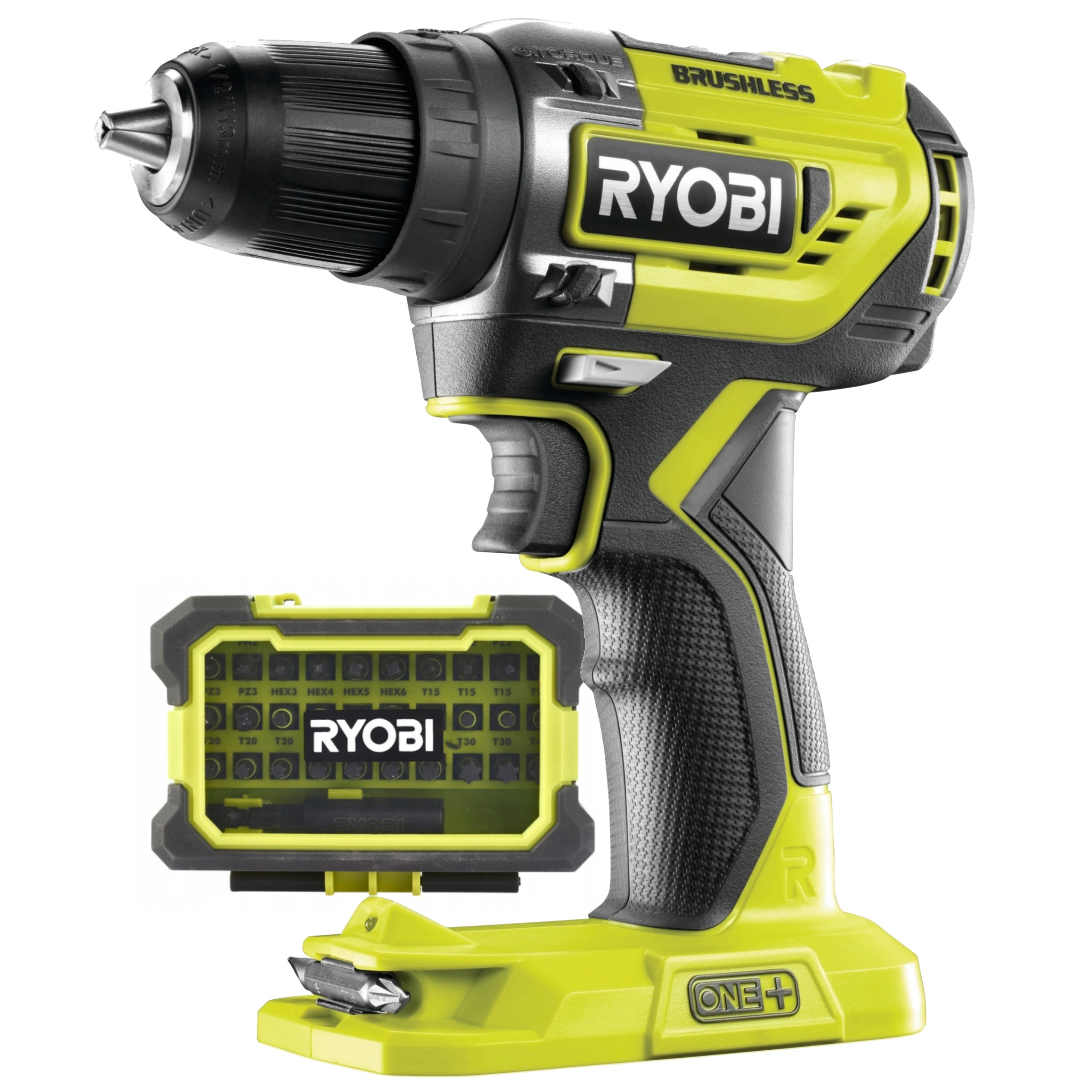 RYOBI Wiertarko-Wkrętarka R18DD5-0 + Zestaw akcesoriów do wkręcania 31 szt.