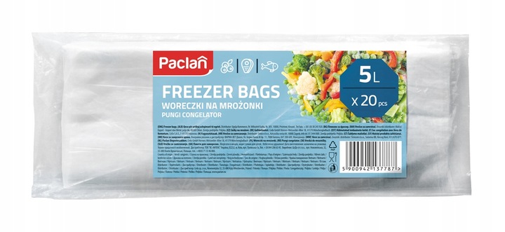 Paclan woreczki do mrożenia płaskie 5 l 20 szt.