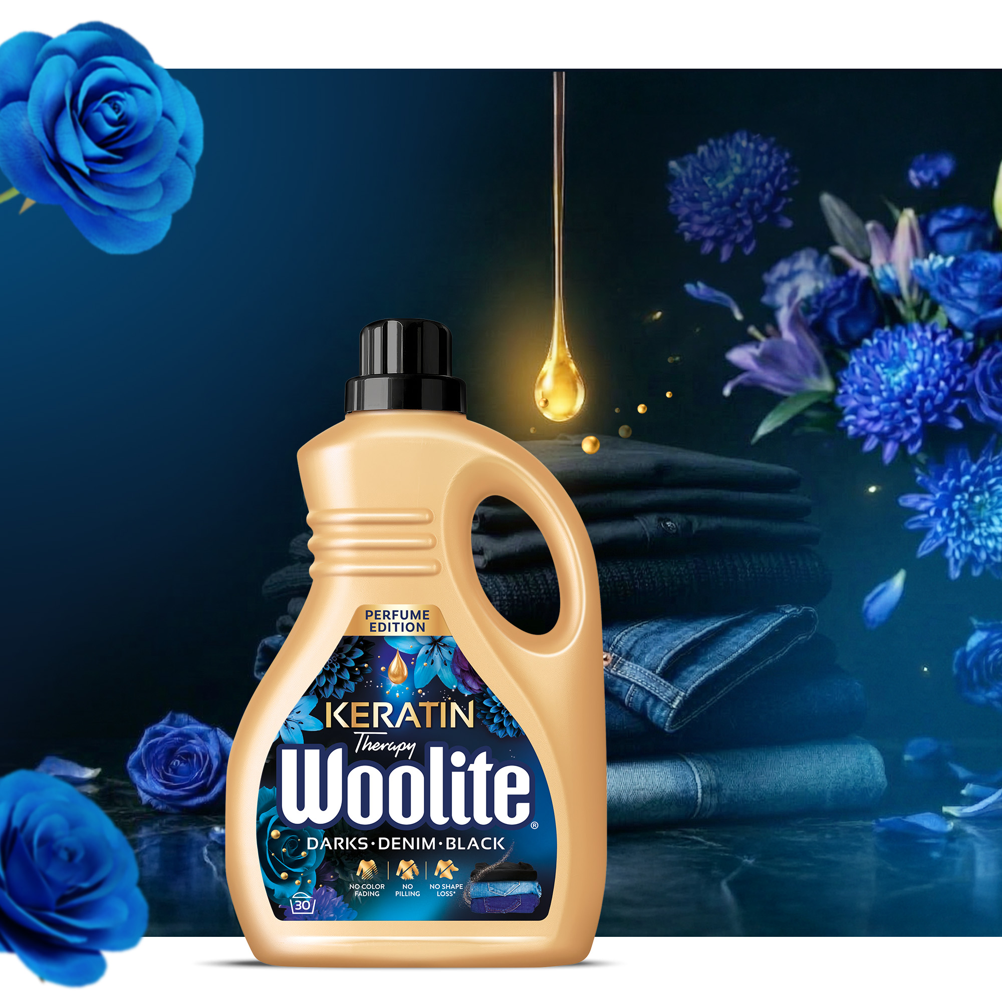 Woolite Perfume Czerń, Ciemne Kolory & Jeans z Keratyną 1,8l/30 prań