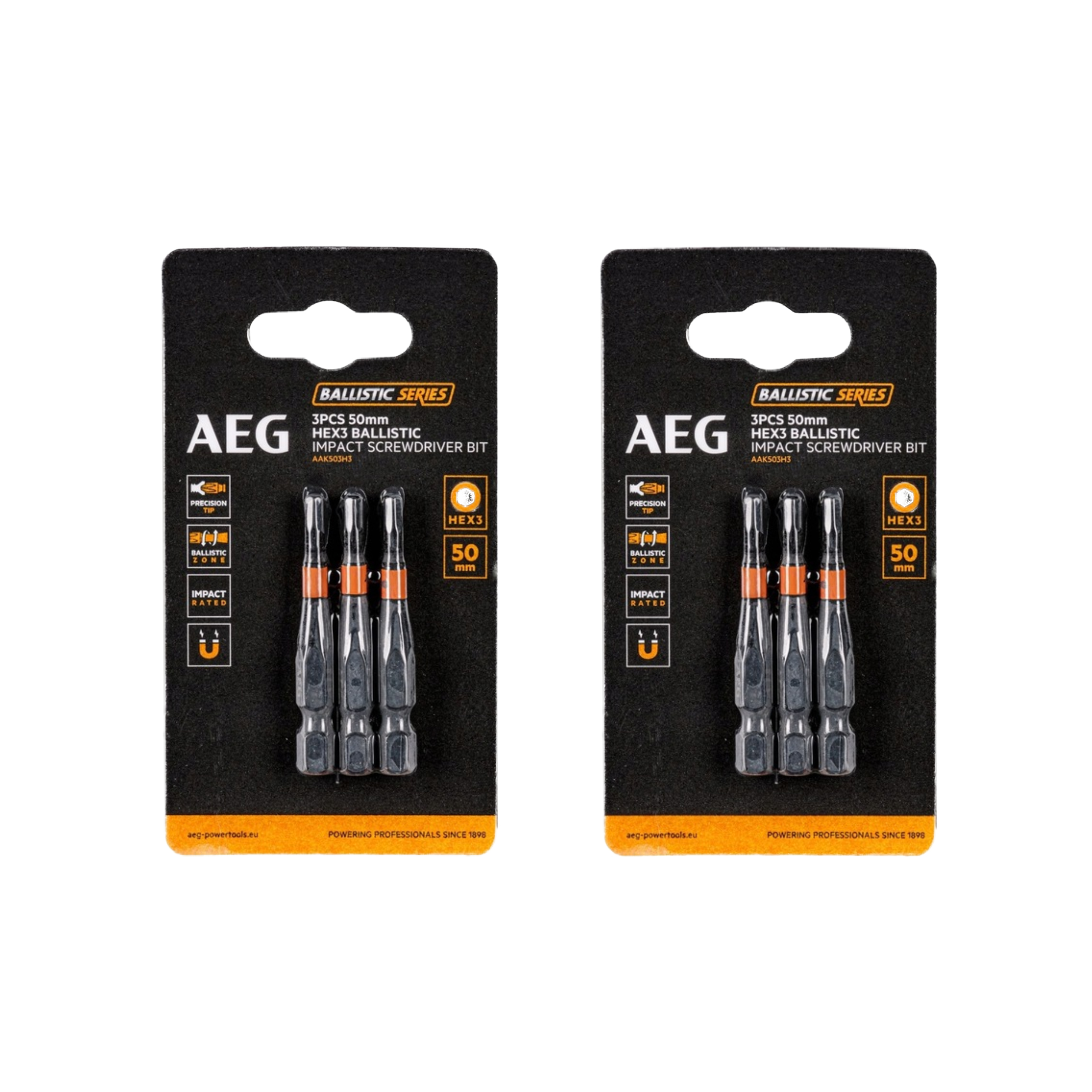 Wzmacniane Bity Ballistic 50mm HEX 3 SDriver 3szt. AEG AAK503H3 x2