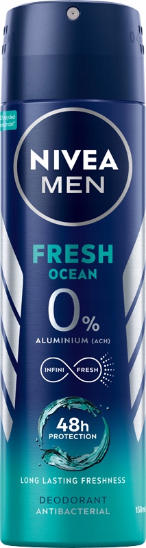 Nivea MEN Fresh Ocean 0% Soli Aluminium Dezodorant Męski w Sprayu 150 ml