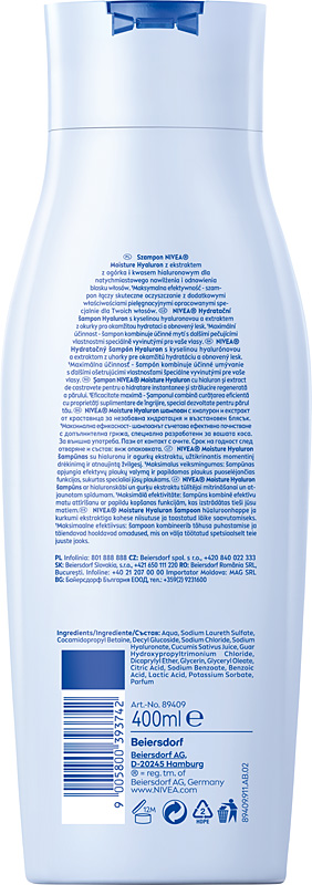 NIVEA Moisture Hyaluron Szampon nawilżający do włosów 400 ml