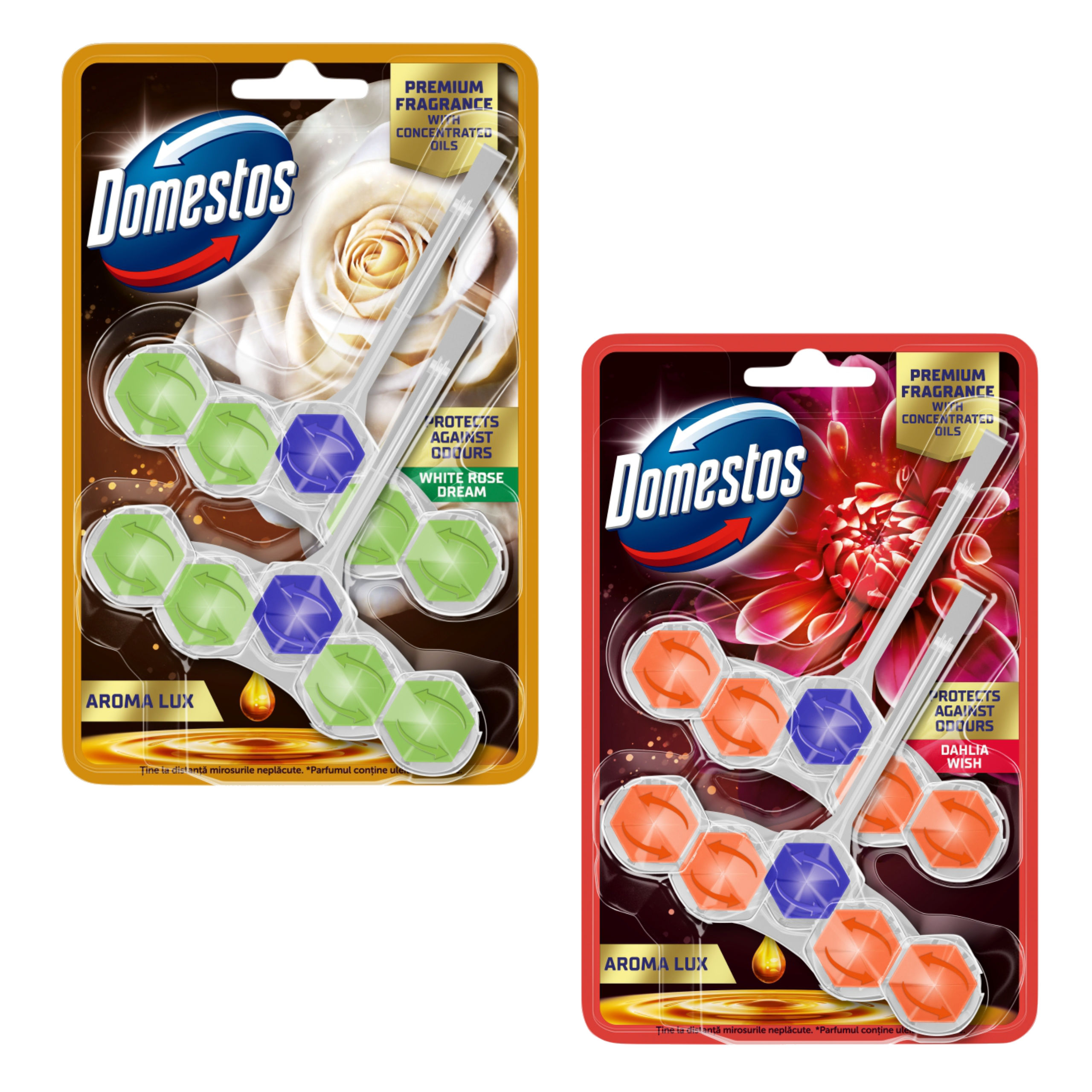 903853 Domestos Kostka Aroma Dahlia 2x50g + 903952 Domestos Kostka Aroma White Rose 2x50g