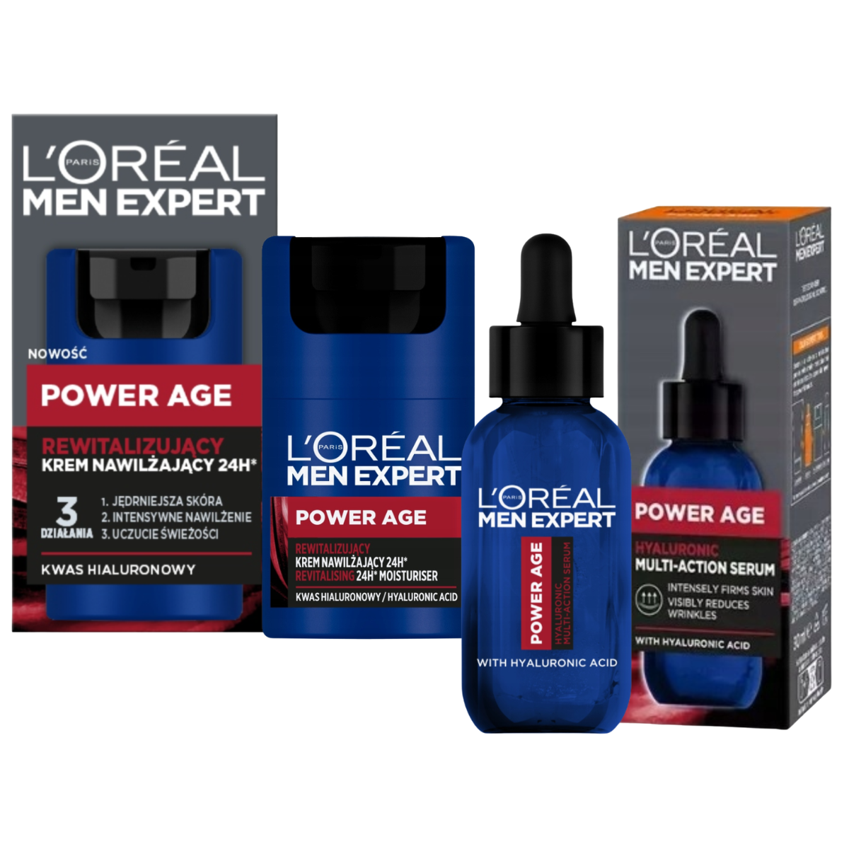 L’Oréal Men Expert Power Age Rewitalizujący Krem i Serum Z Kwasem Hialuronowym