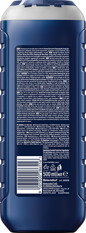 4 x NIVEA MEN POBUDZAJĄCY ŻEL POD PRYSZNIC 5W1 POWER 24H FRESH EFFECT 500ML