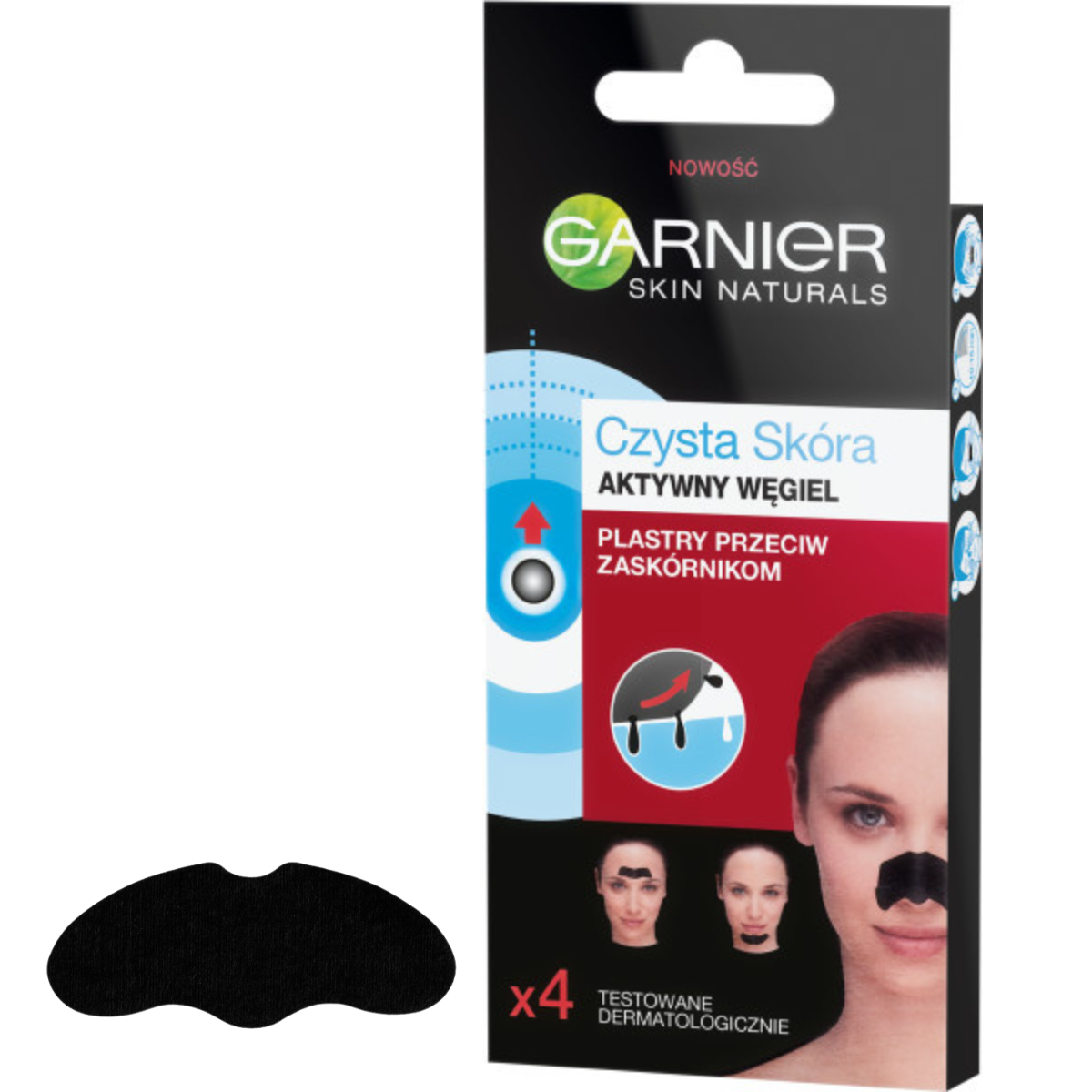 Garnier Czysta Skóra Plastry Przeciw Zaskórnikom z Aktywnym Węglem 4 szt.