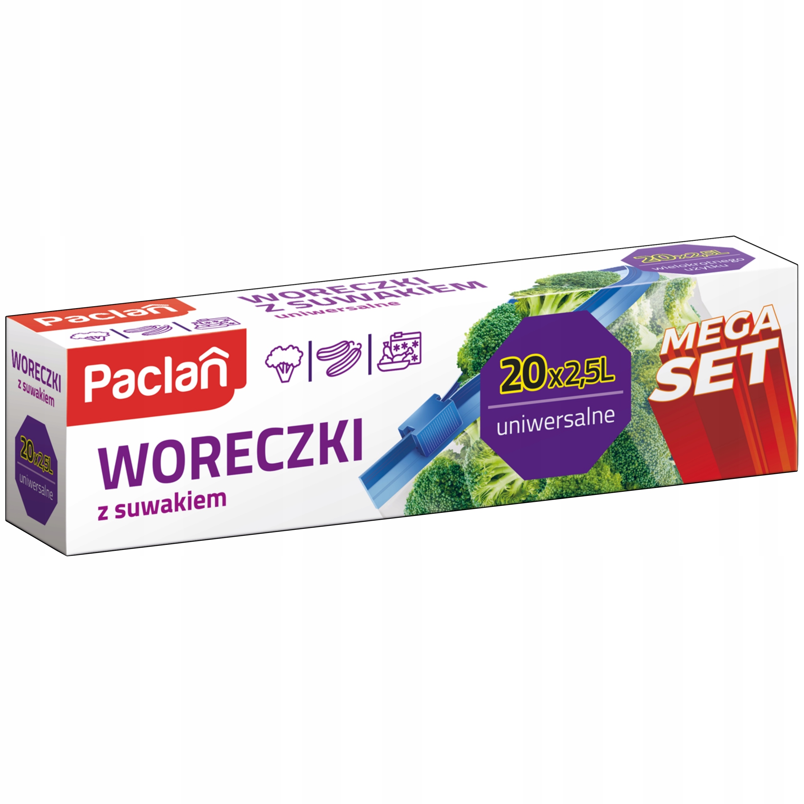 Paclan woreczki strunowe na mrożonki z suwakiem 2,5 l 20 szt.