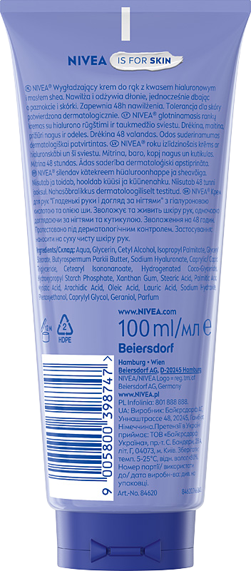 NIVEA Smooth Hands Krem odżywczy nawilżający do rąk dłoni i paznokci 100ml