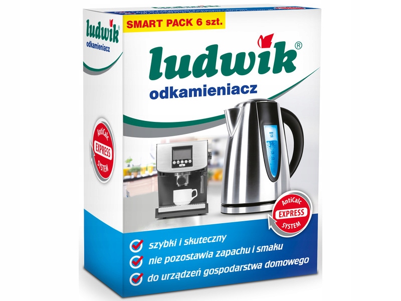 Ludwik odkamieniacz w proszku do czajników, ekspresów i żelazek 6 × 20 g
