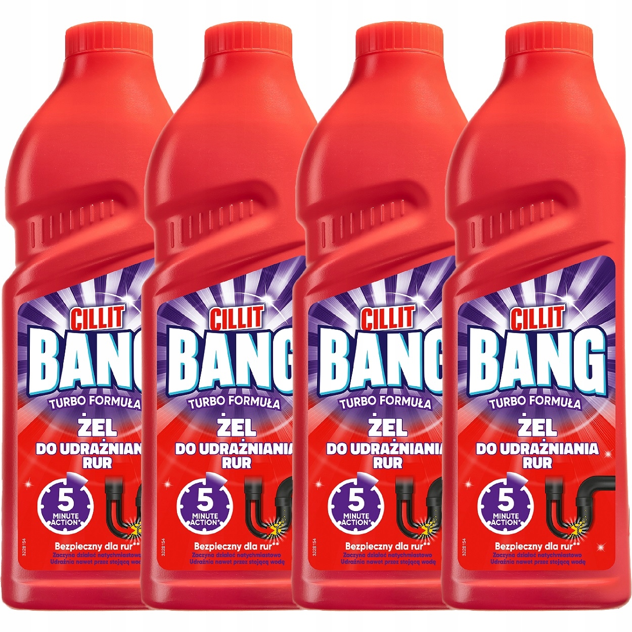 Cillit Bang Turbo Formuła Żel do Udrażniania Rur Bezpieczny 4X 1L