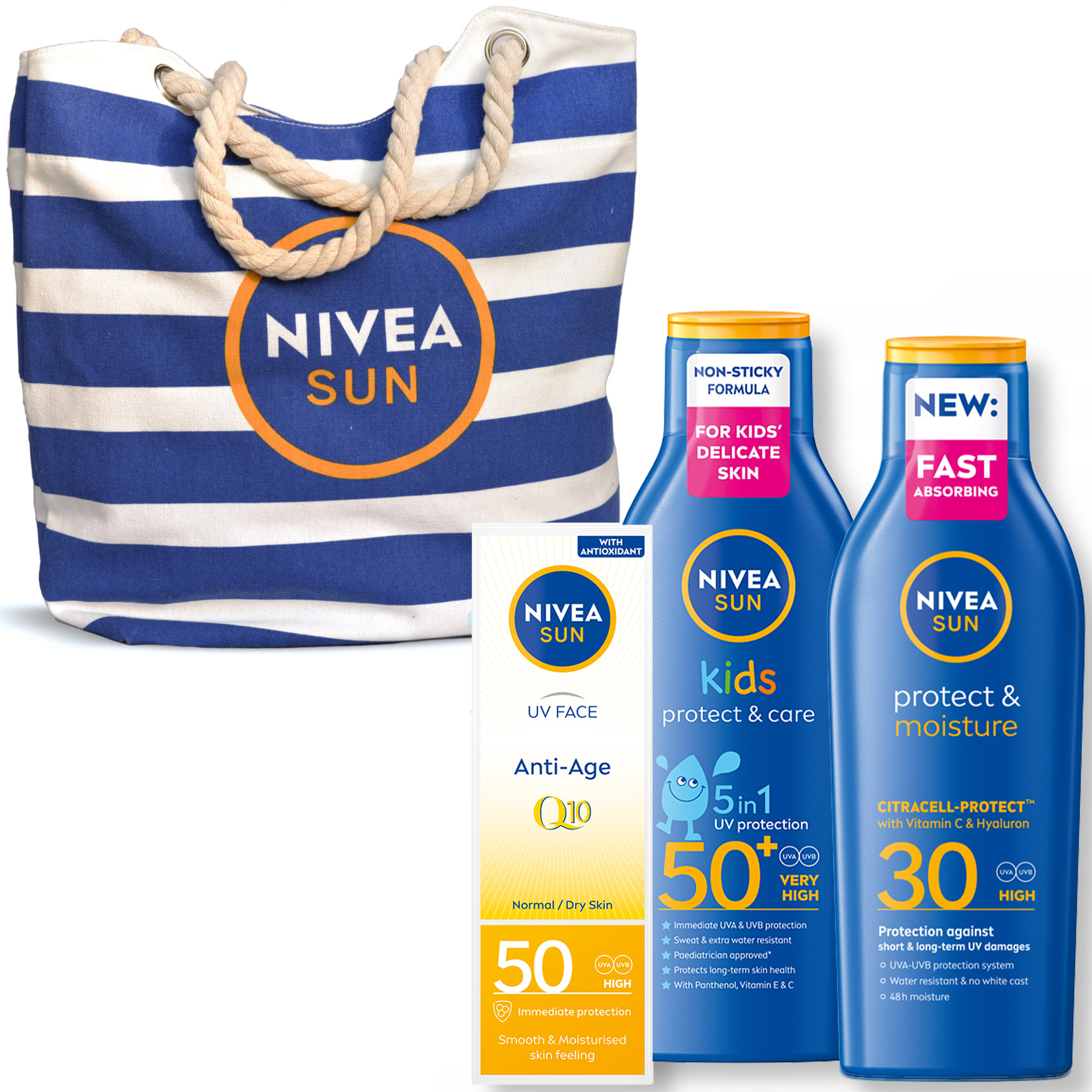 NIVEA Sun Balsam ochronny + Nawilżający balsam do opalania+ krem do twarzy