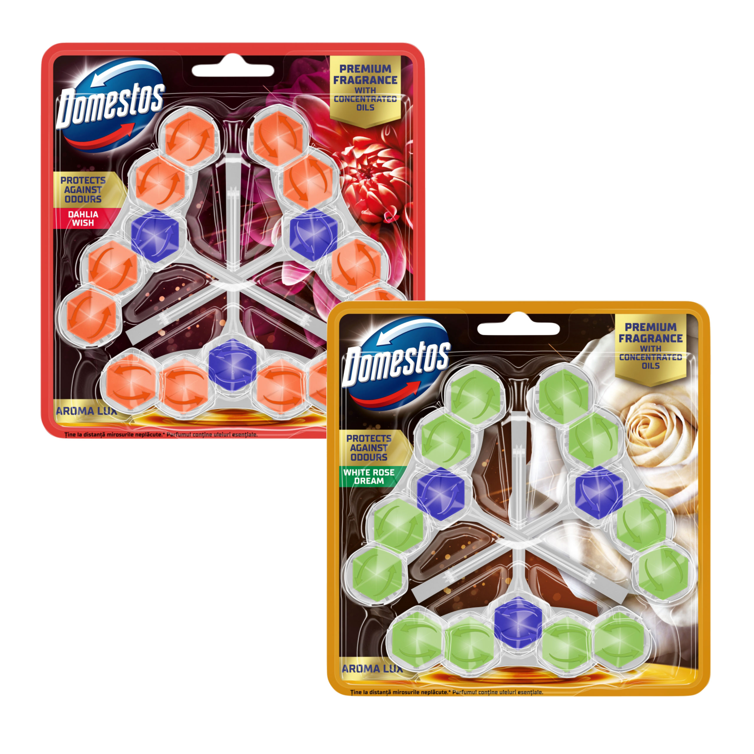 Domestos Kostka Aroma Dahlia 3x50g + Domestos Kostka Aroma White Rose Dream 3x50g