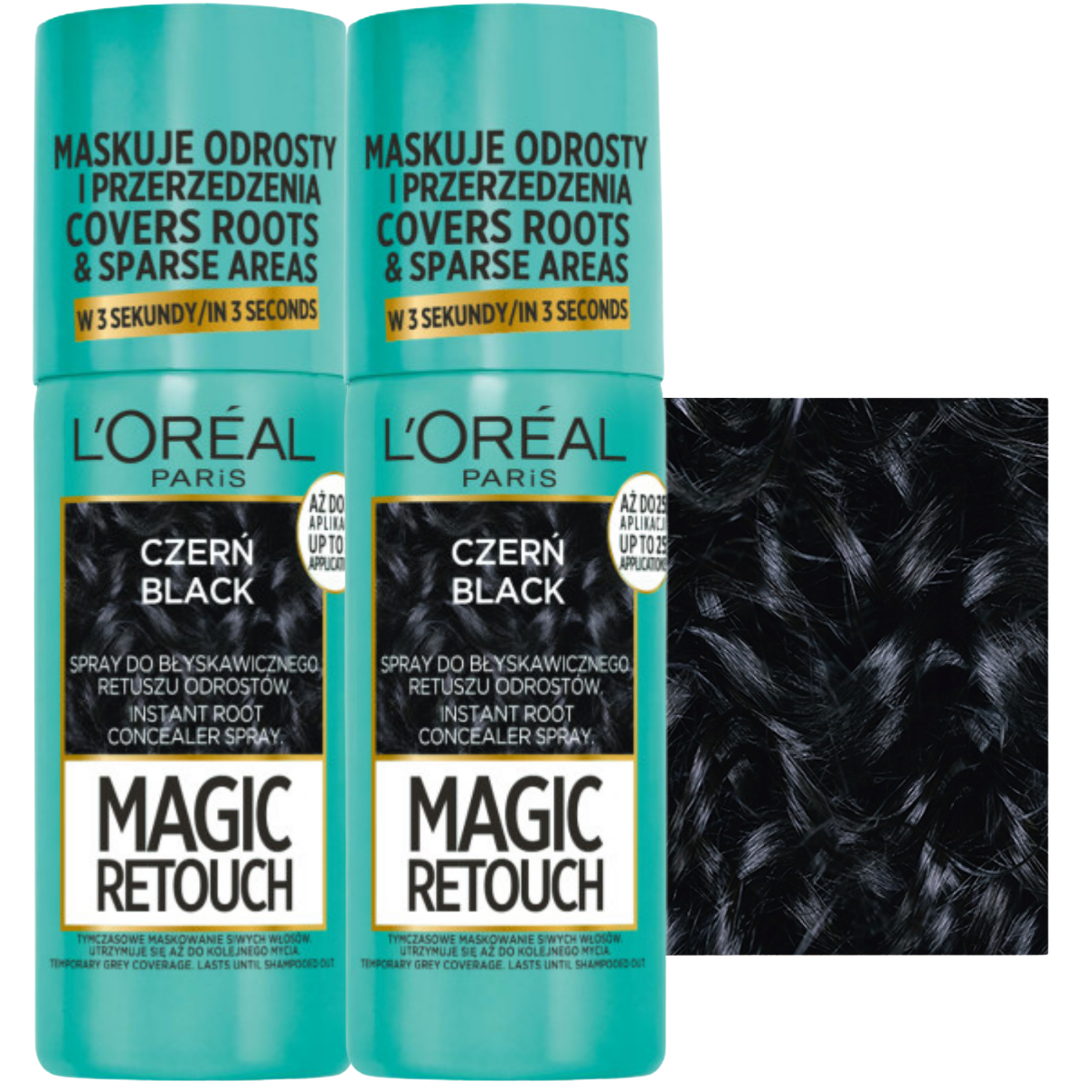 L’Oreal Paris Magic Retouch Spray Do Włosów Retusz Odrostów Czerń 2x75ml