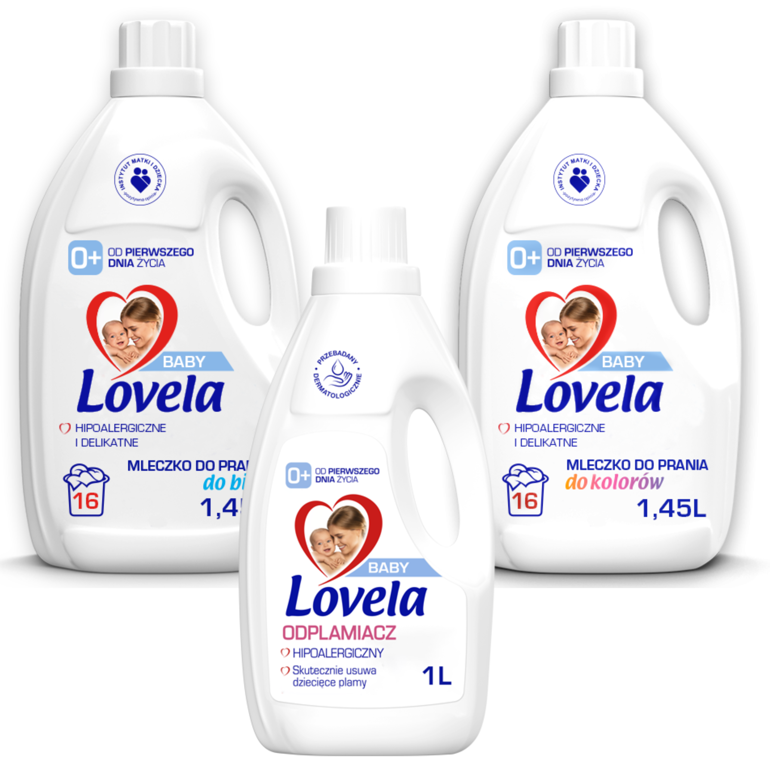 Lovela Baby Zestaw 2x Mleczko do Prania Bieli & Koloru 1.45L+ Odplamiacz 1L