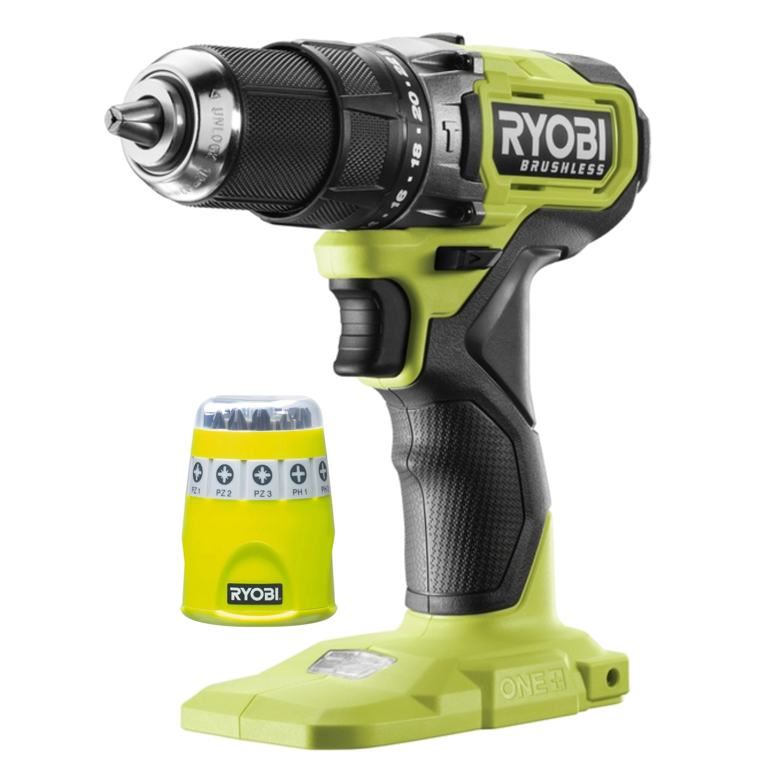 RYOBI Wiertarko-wkrętarka 18V RPD18BL1-0 + Zestaw bitów 10 szt