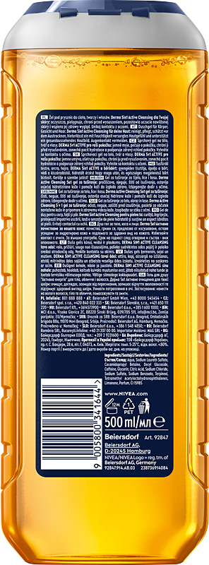 4 x Nivea MEN Energetyzujący Żel pod Prysznic Active Energy 500 ml