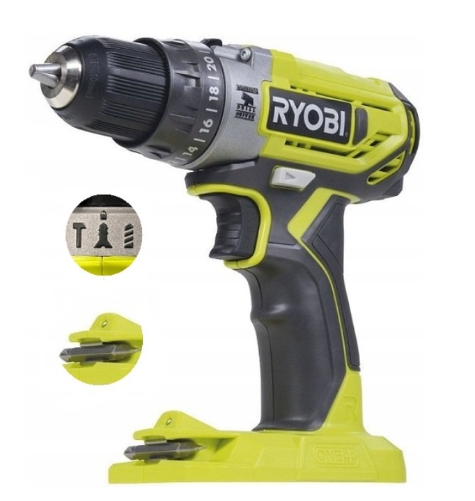 Ryobi Wiertarko-Wkrętarka Udarowa 18v 2×1.5ah Ładowarka +Zesaw bitow 15 szt