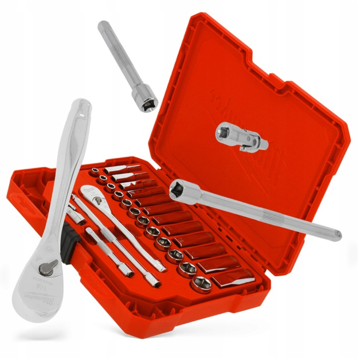 Milwaukee zestaw nasadek metrycznych z grzechotką 1/4″ 28 szt.