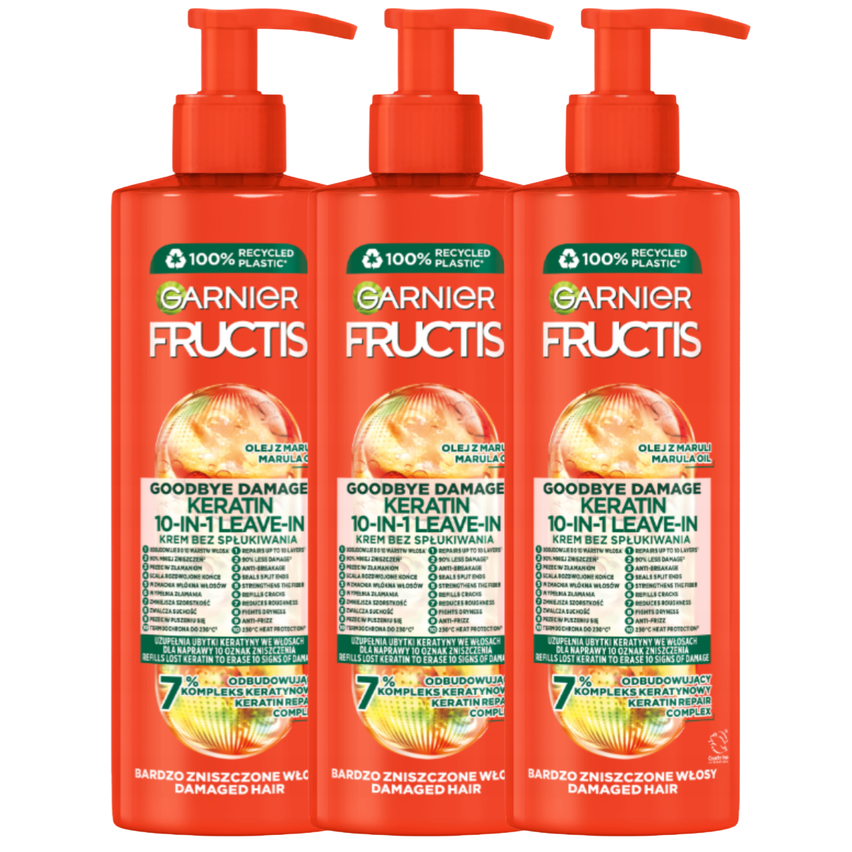 Garnier Fructis Goodbye Damage 10w1 Odżywka Bez Spłukiwania Do Włosów 3x400ml